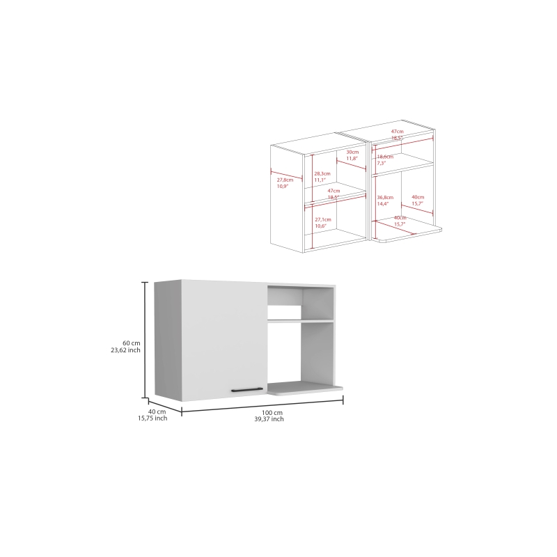 Pemberly Row Contemporary Wall Cabinet Engineered Wood White