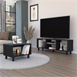 Pemberly Row Contemporary 2-Piece Living Room Set Engineered Wood Black