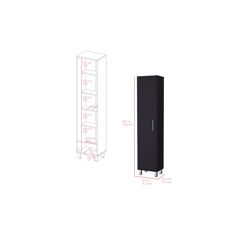 Pemberly Row Contemporary Storage Cabinet Engineered Wood Black