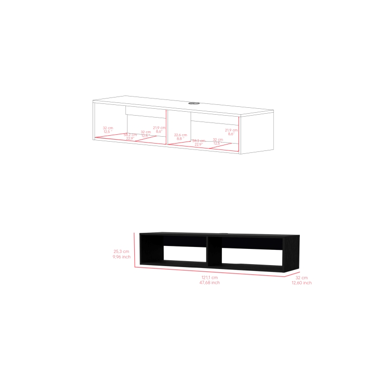 Pemberly Row Contemporary Entertainment Center Engineered Wood Black