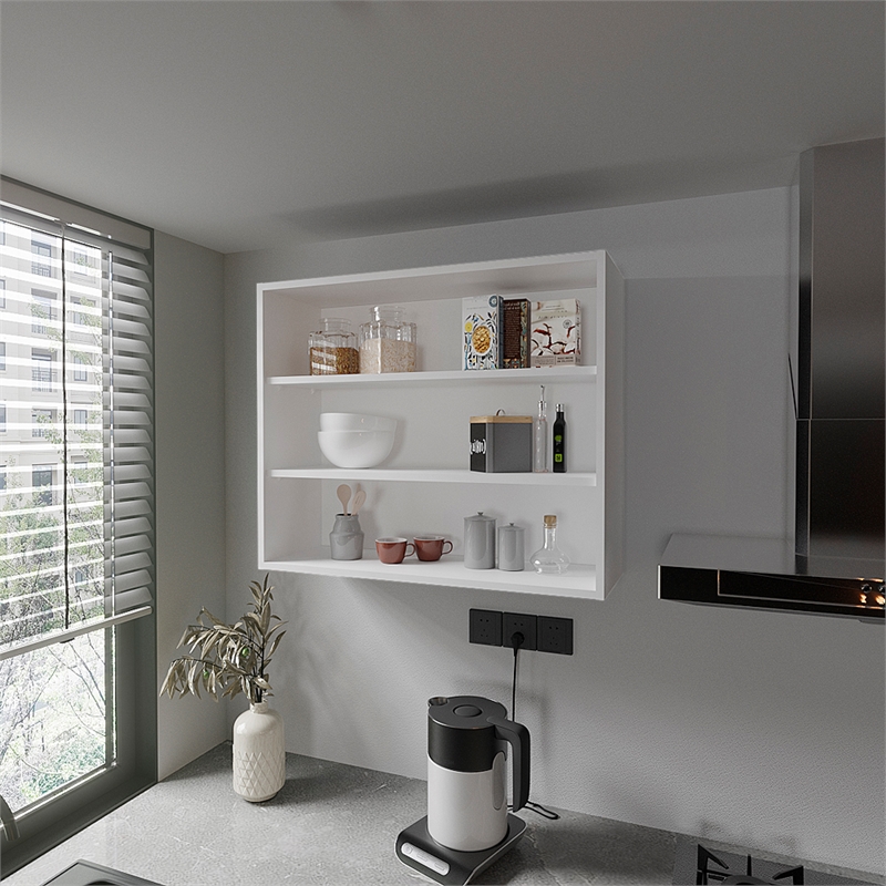 Pemberly Row Contemporary Floating Shelf Engineered Wood White