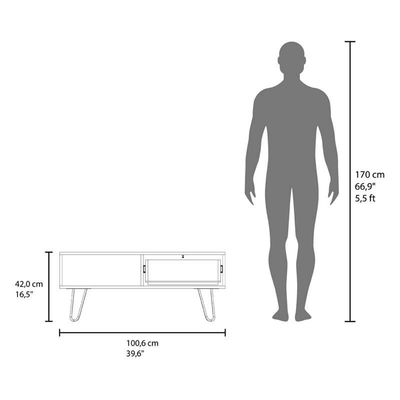 Pemberly Row Contemporary Coffee table Engineered Wood White Ligth Pine