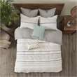 Pemberly Row 3-Piece Modern Cotton Printed Comforter Set w/ Trims in Off White
