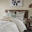 Pemberly Row 3-Piece Modern Cotton Printed Comforter Set w/ Trims in Off White