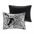 Pemberly Row Contemporary 7-Piece Cotton Printed Comforter Set in Black