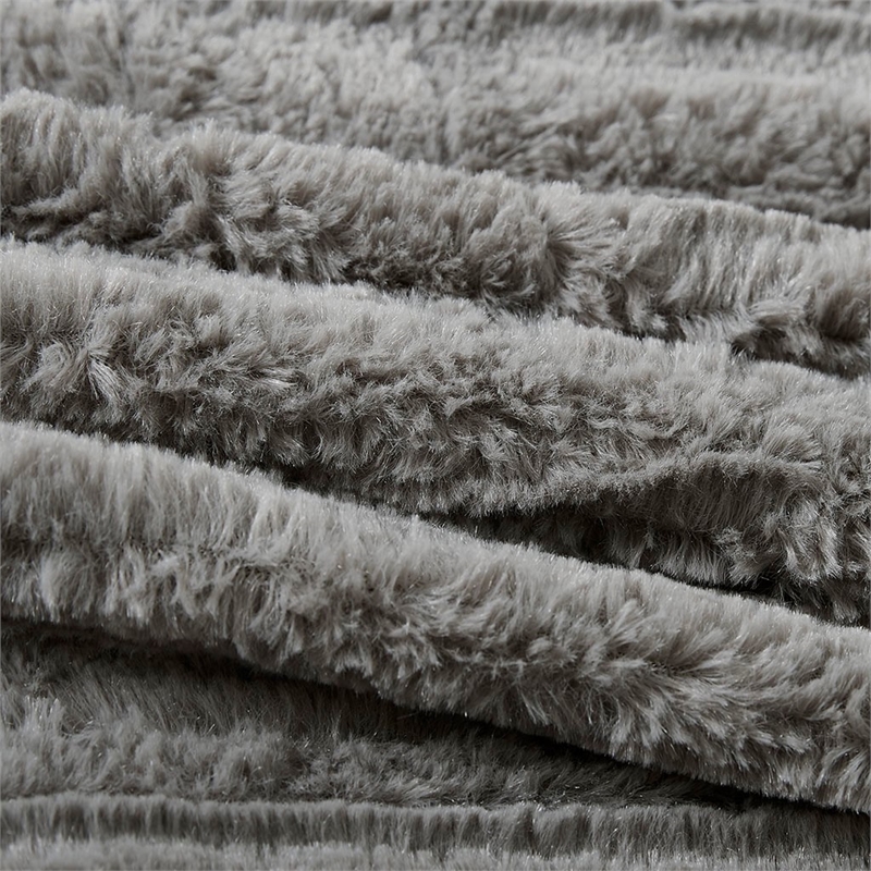 Pemberly Row Fur Down Comforter Mini Set in Gray King/Cal King