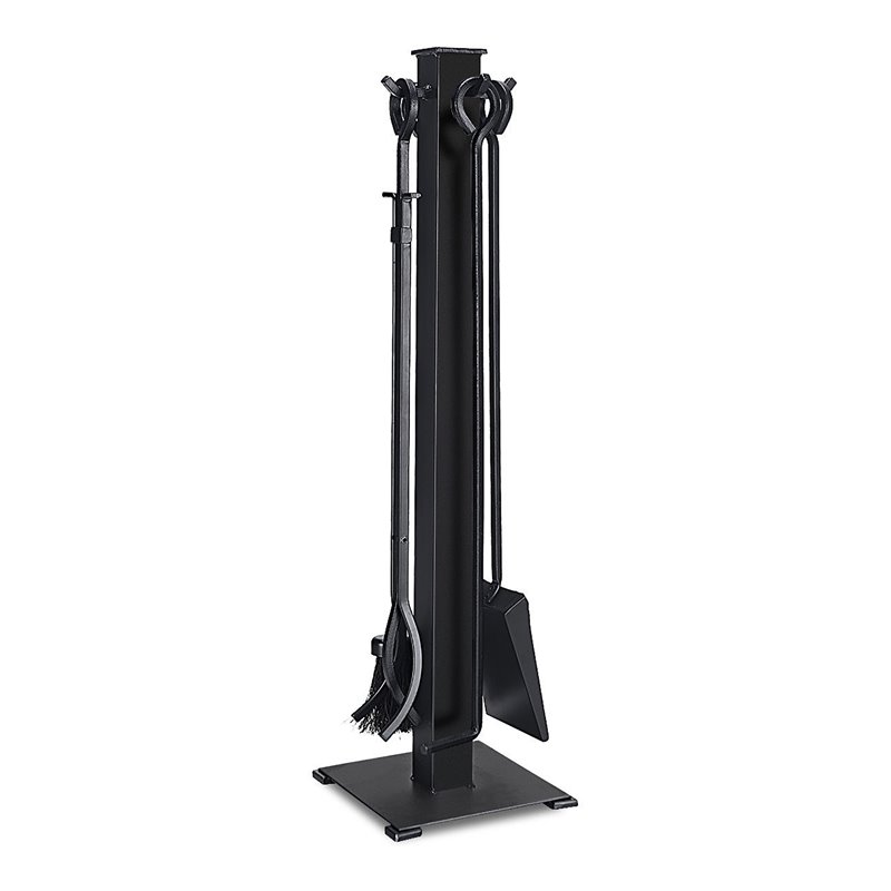 Pemberly Row 5-piece Contemporary Solid Steel Fireplace Tool Set in Black