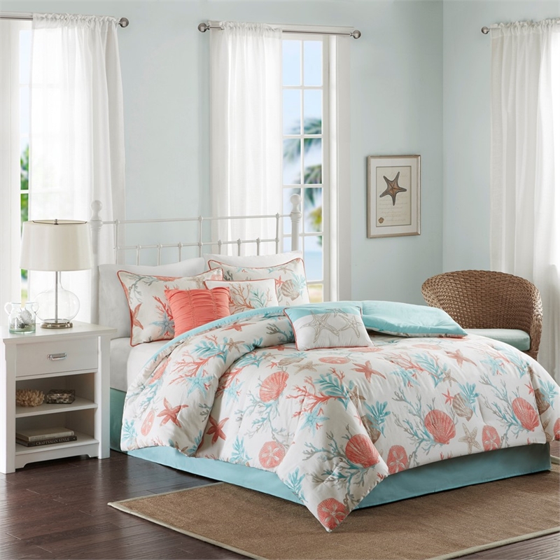 Pemberly Row 7-piece Cotton Sateen Comforter Set - Coral Pink