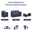 Pemberly Row 4 PCS Patio Rattan Furniture Set Table Shelf Sofa Cushion in Navy