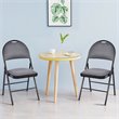 Pemberly Row Upholstered Padded Fabric Folding Chairs in Black (Set of 6)