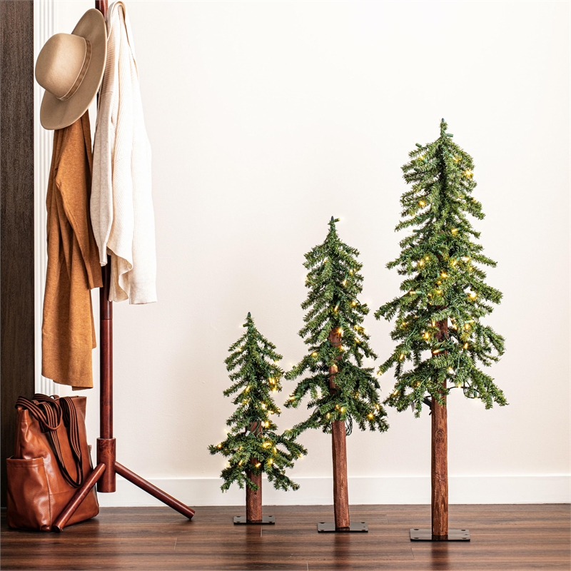 Pemberly Row PVC Green Artificial Christmas Tree Set Unlit