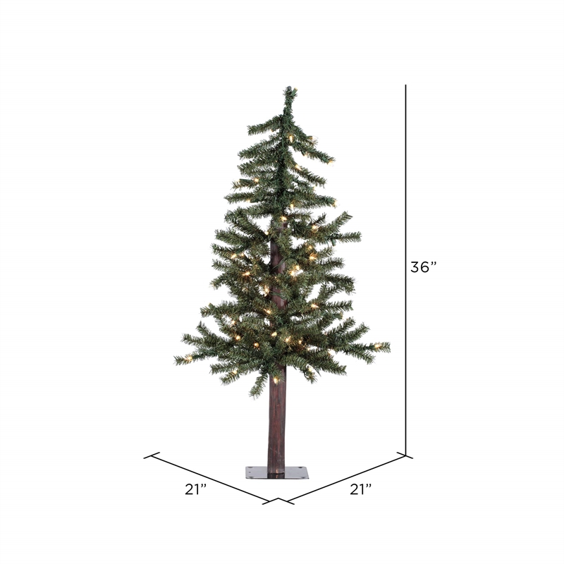 Pemberly Row Natural Alpine Artificial Christmas Tree with LED Lights in Green