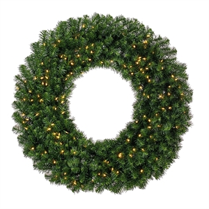 Pemberly Row 48&quot Douglas Fir LED Lights Artificial Christmas Wreath in Green