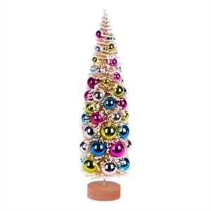 Pemberly Row Tabletop Multi-colored Ornament Artificial Christmas Tree in Gold