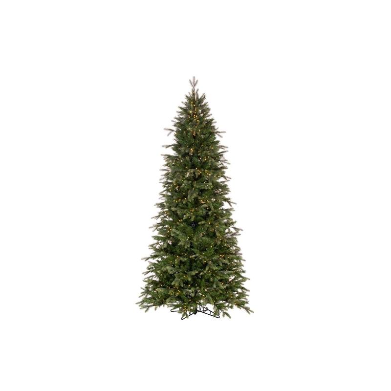 Pemberly Row Douglas Fir Artificial Slim Christmas Tree Warm White LED Lights