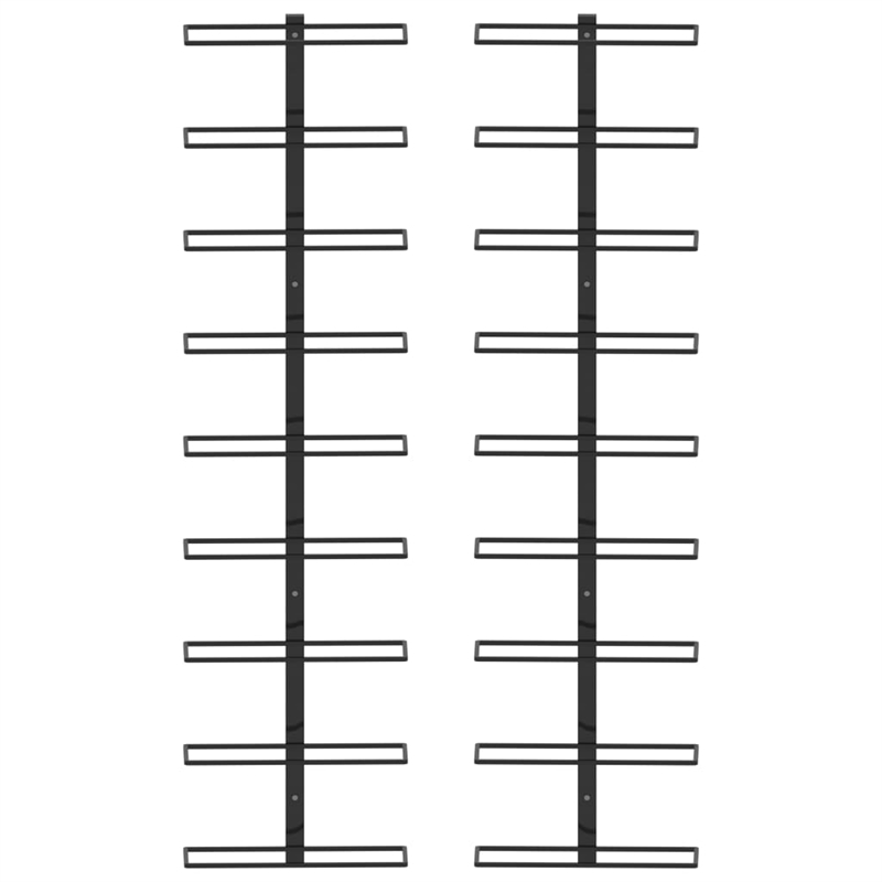 Pemberly Row 2 Piece 18 Bottles Iron Wall-Mounted Wine Racks in Black