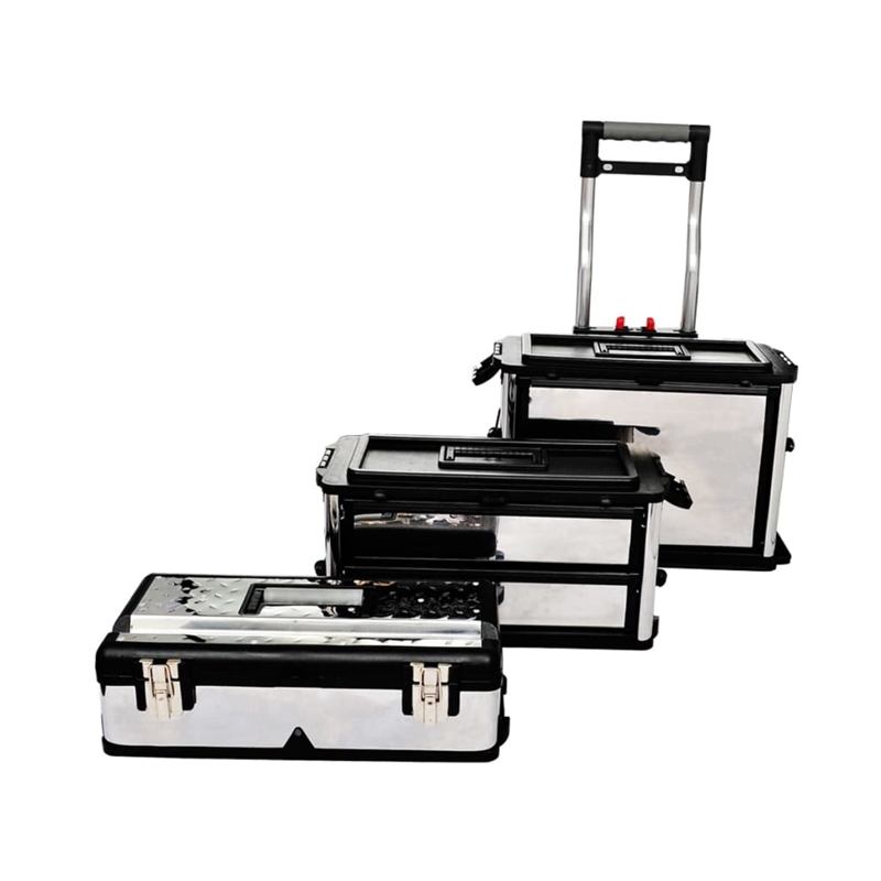 Pemberley Row Polypropylene Stainless Steel Silver Rolling Tool Box Rectangular 36.2