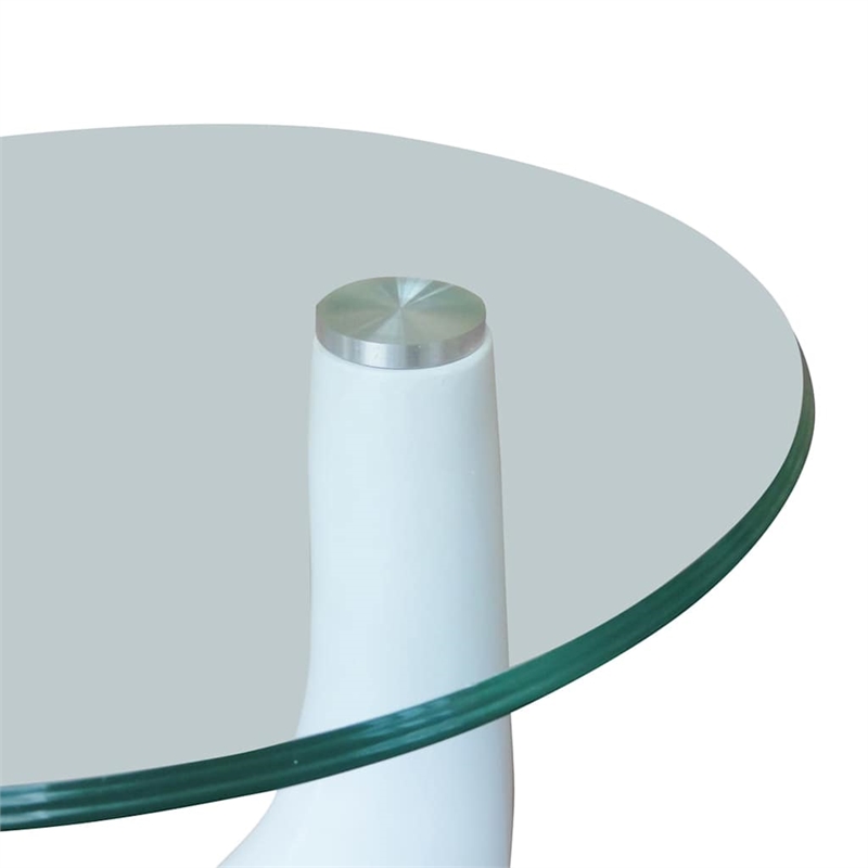 Pemberly Row 2 Piece Tempered Fiberglass Coffee Table in High Gloss White