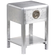 Pemberly Row Wood Frame w/ aluminum paneling Compact Console Table in Silver