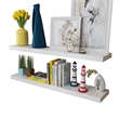 Pemberly Row Contemporary MDF Wall Shelf in White (Set of 2)
