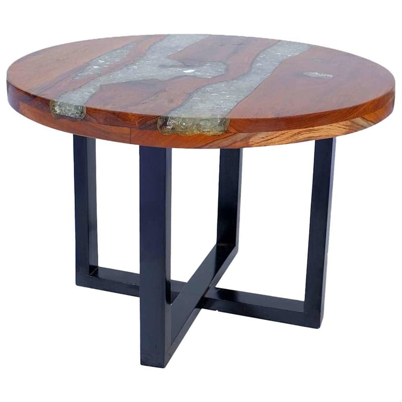Pemberly Row Medium Solid Teak Mango Wood Coffee Table in Multicolor