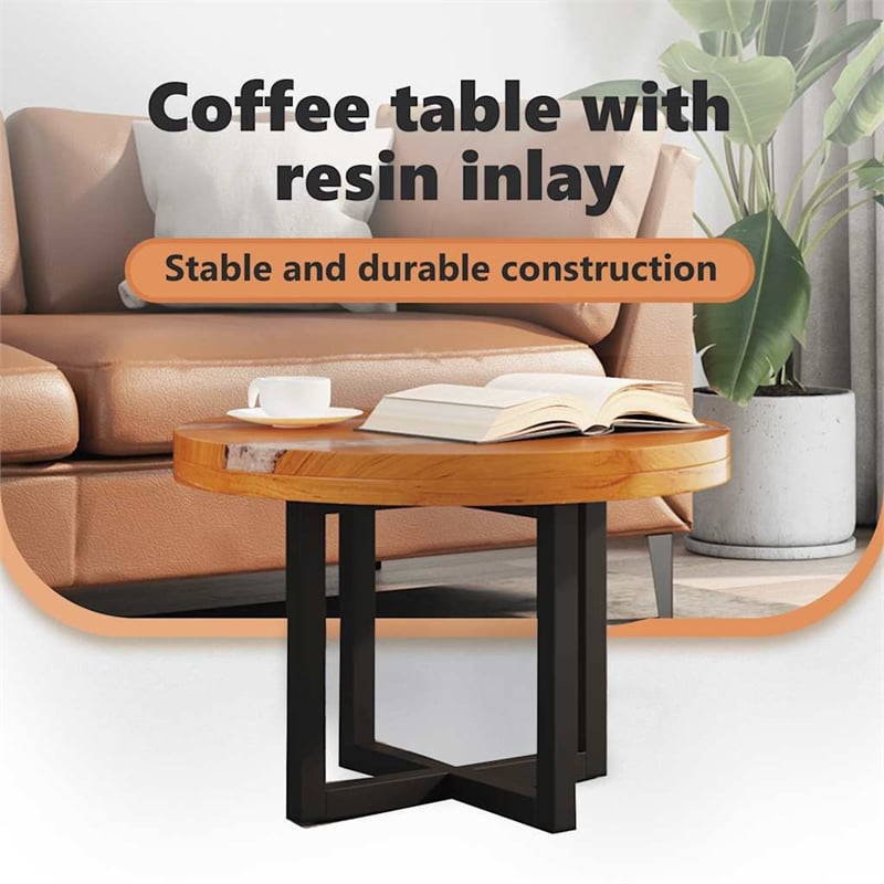 Pemberly Row Medium Solid Teak Mango Wood Coffee Table in Multicolor