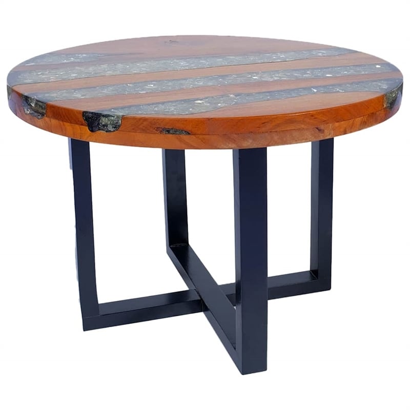 Pemberly Row Medium Solid Teak Mango Wood Coffee Table in Multicolor