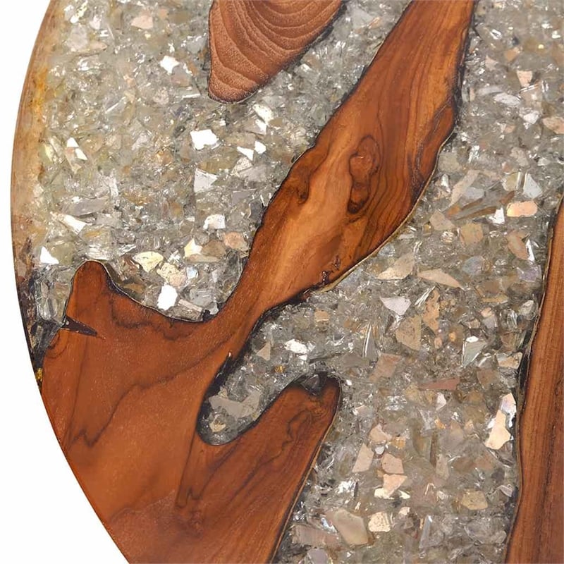 Pemberly Row Medium Solid Teak Mango Wood Coffee Table in Multicolor