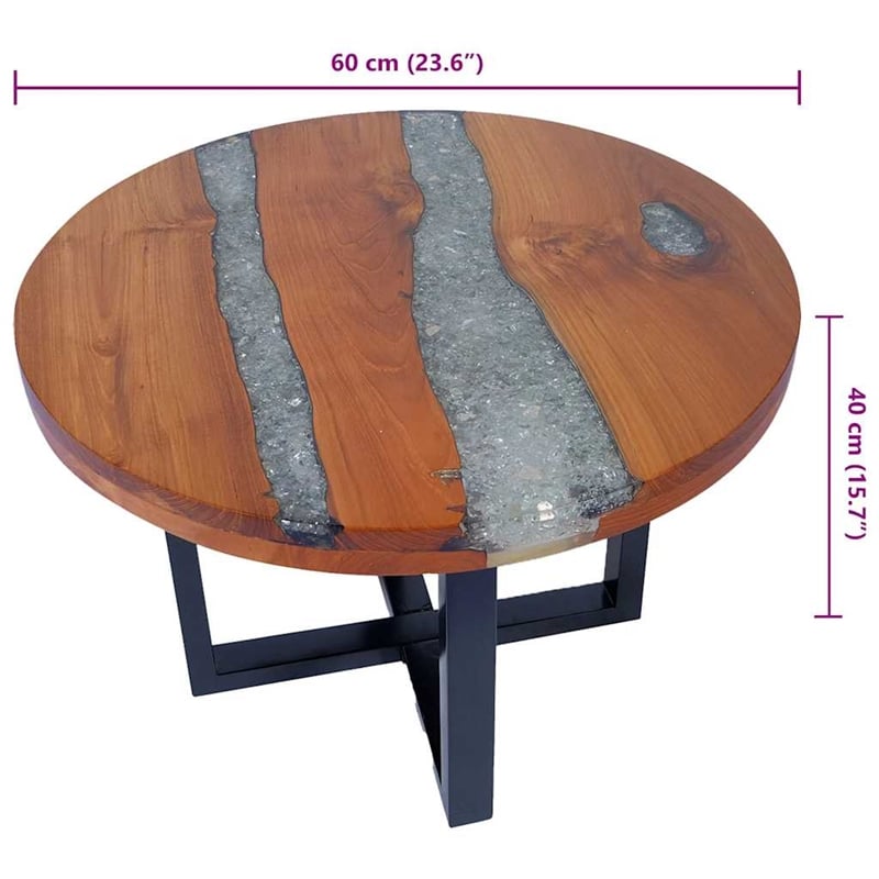 Pemberly Row Medium Solid Teak Mango Wood Coffee Table in Multicolor
