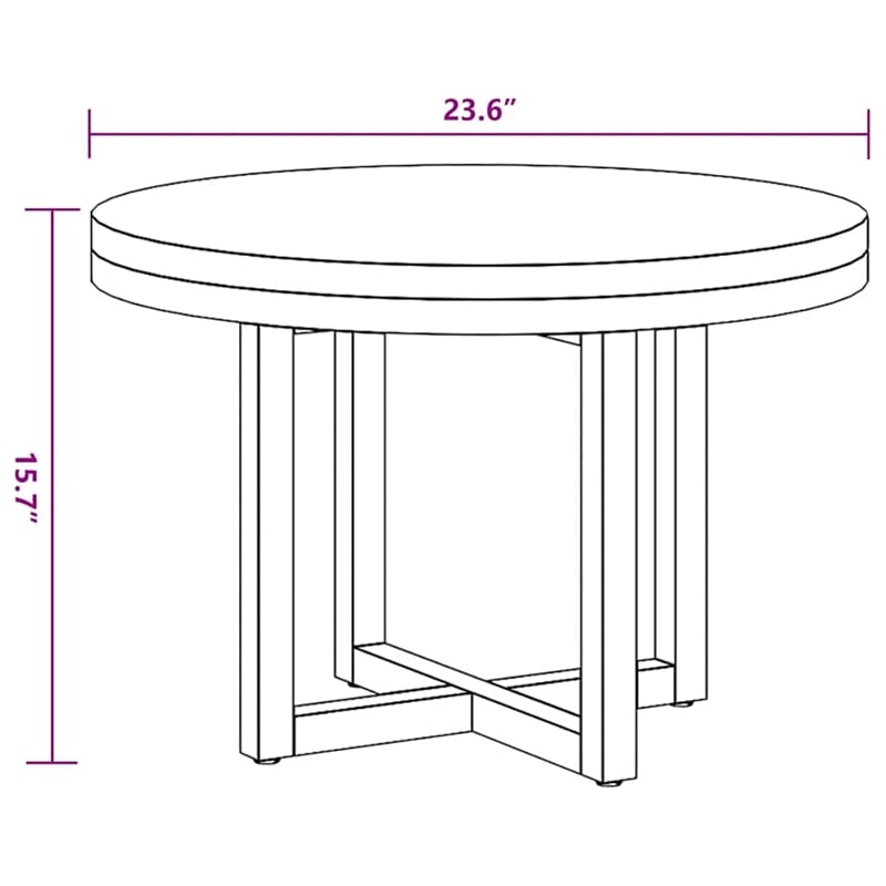 Pemberly Row Medium Solid Teak Mango Wood Coffee Table in Multicolor