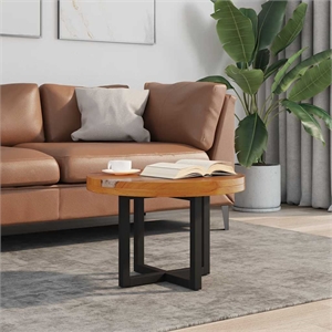 Pemberly Row Medium Solid Teak Mango Wood Coffee Table in Multicolor