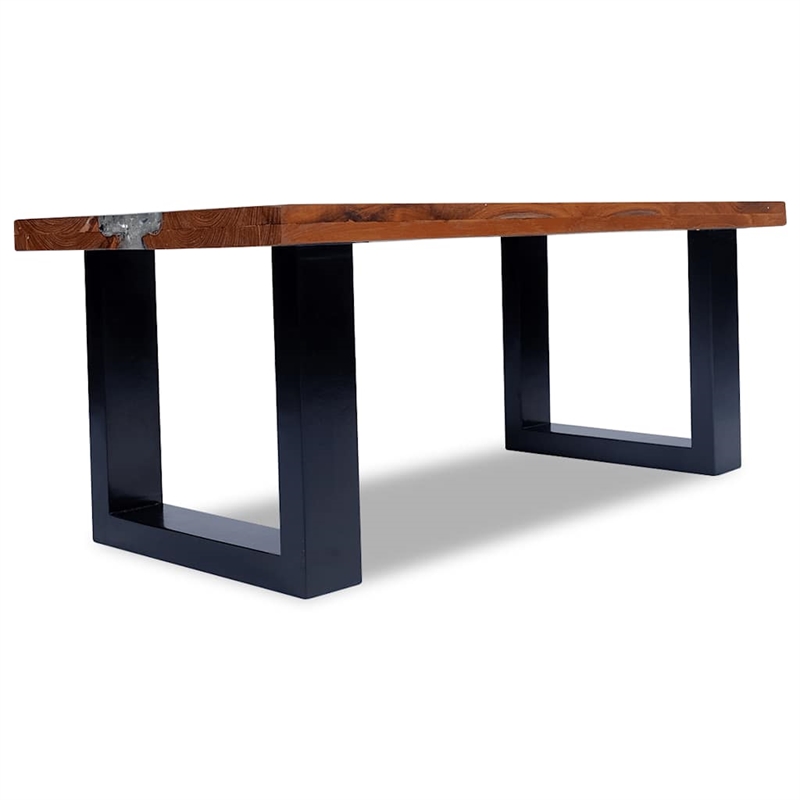 Pemberly Row Solid Teak and Mango Wood With Clear Coffee Table in Multicolour