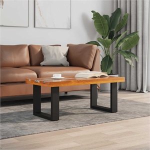 Pemberly Row Solid Teak and Mango Wood With Clear Coffee Table in Multicolour