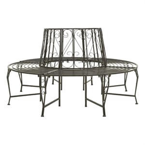 Pemberly Row 63 in Diameter Outdoor Round Bench in Grey Silver Steel