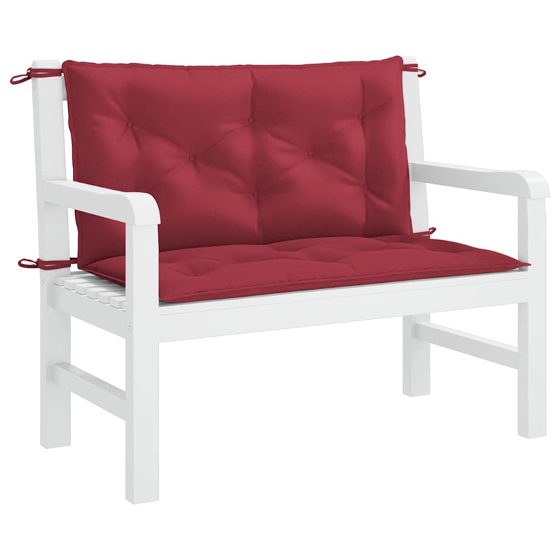 Pemberly Row Oxford Fabric Medium Garden Bench Cushion in Red Wine (Set of 2)