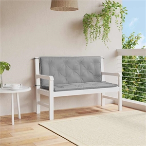 Pemberly Row Polyester Oxford fabric Garden Bench Cushion in Gray (Set of 2)
