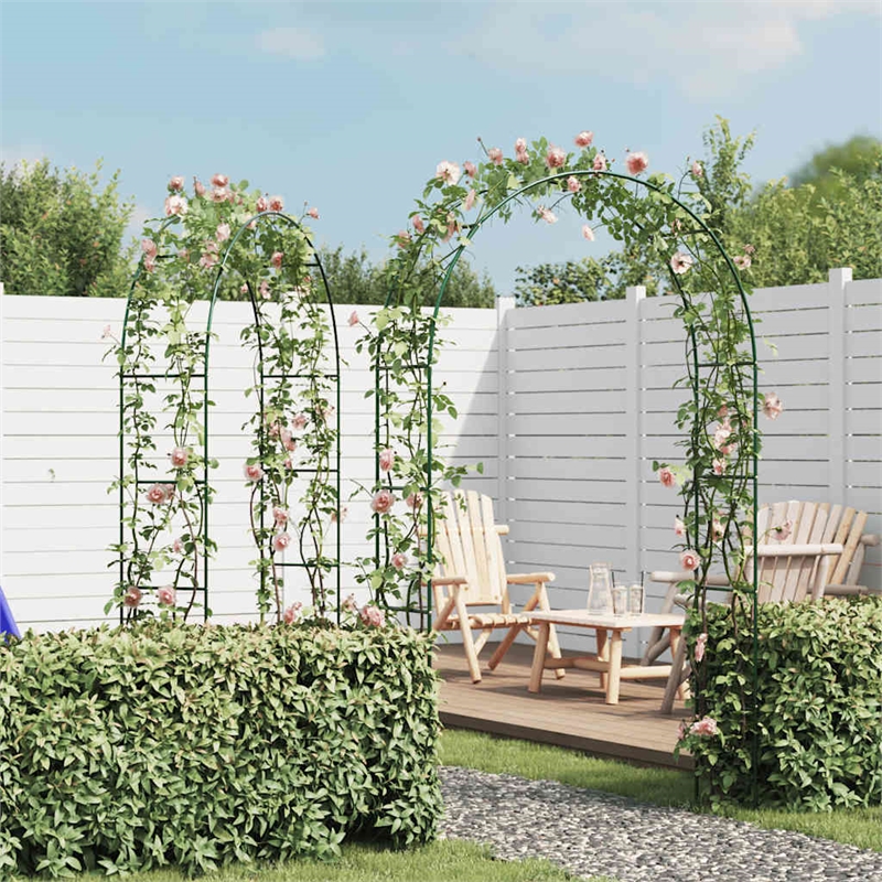 Pemberly Row 2 Pieces Dark Iron Durable Garden Arch in Green