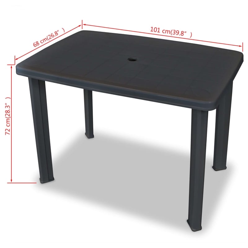 Pemberly Row Outdoor Standard Lightweight Plastic Table in Anthracite