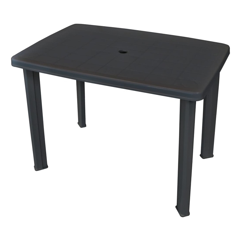 Pemberly Row Outdoor Standard Lightweight Plastic Table in Anthracite