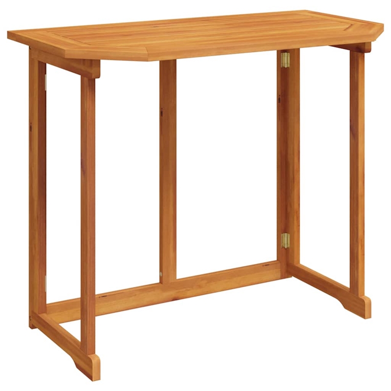 Pemberly Row Medium Foldable Solid Acacia Wood Balcony Table in Brown