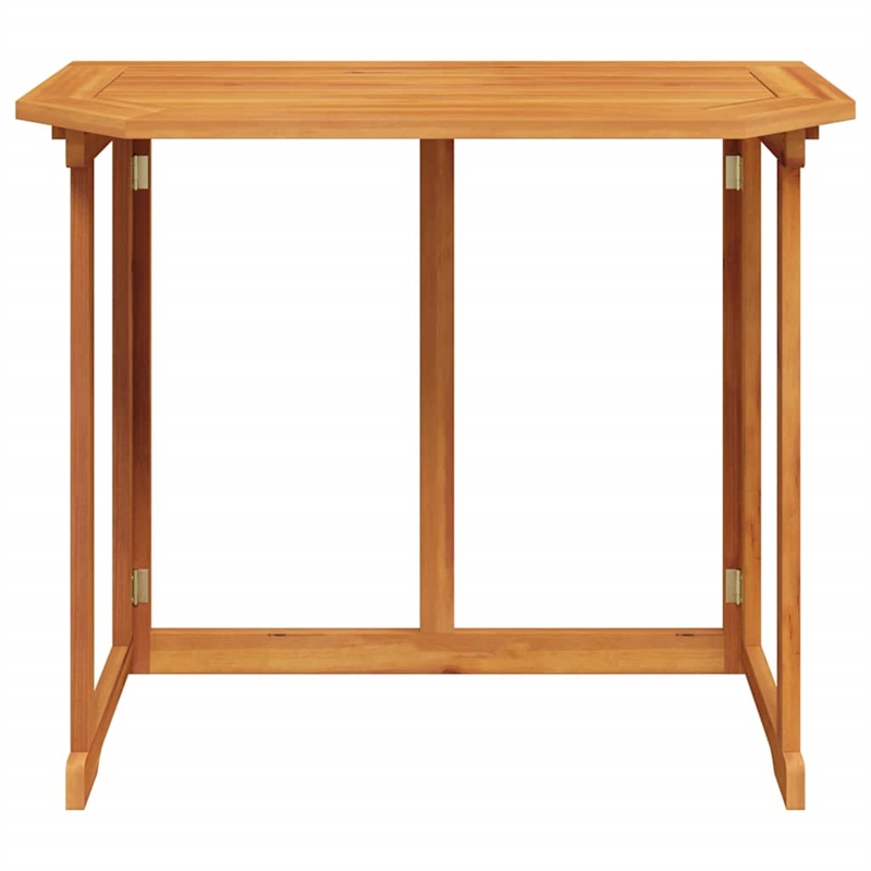 Pemberly Row Medium Foldable Solid Acacia Wood Balcony Table in Brown