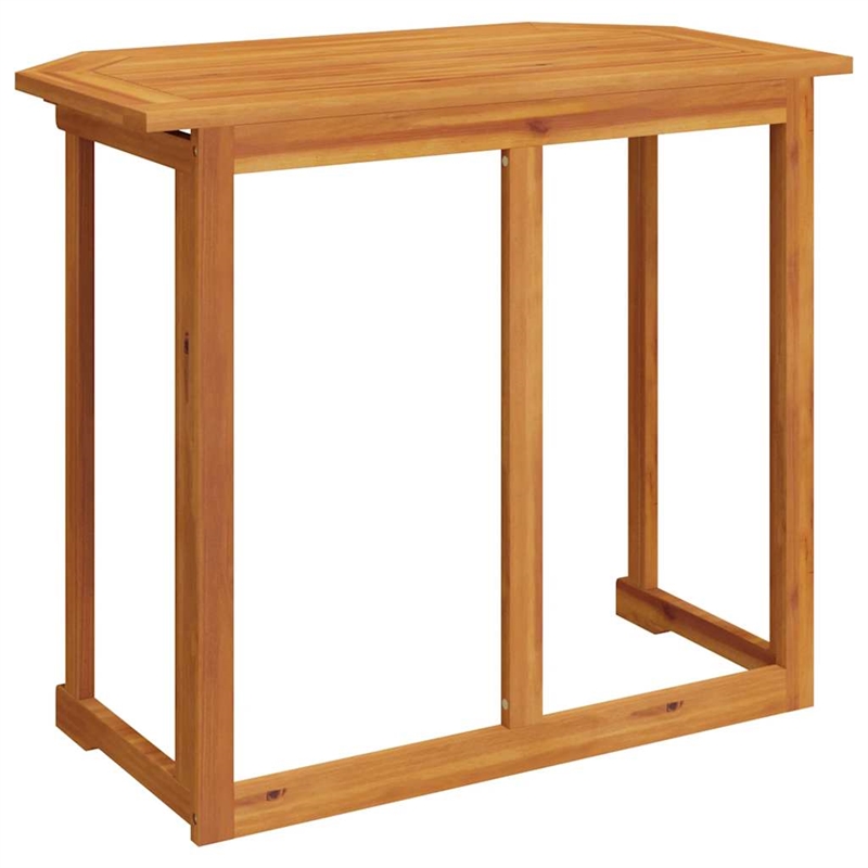Pemberly Row Medium Foldable Solid Acacia Wood Balcony Table in Brown