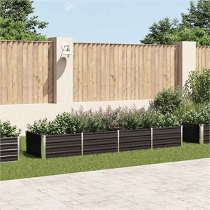 Pemberly Row Large Durable Galvanized Steel Raised Bed in Anthracite