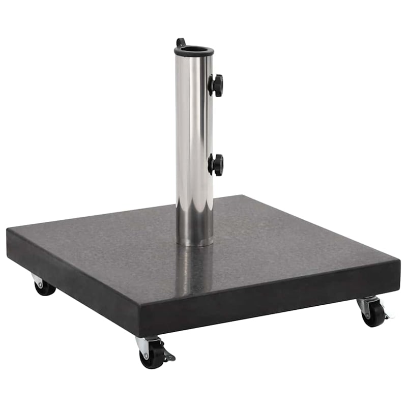 Pemberly Row Medium Granite and Stainless Steel Parasol Base in Black