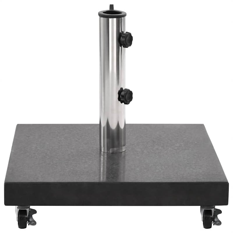 Pemberly Row Medium Granite and Stainless Steel Parasol Base in Black
