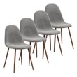 Pemberly Row Mid-Century Fabric and Metal Dining Chair Set of 4 Gray and Walnut