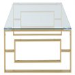 Pemberly Row Contemporary Stainless Steel/Glass Coffee Table in Gold/Clear