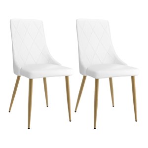 Pemberly Row 20&quot Faux Leather Upholstered Side Chair in White (Set of 2)