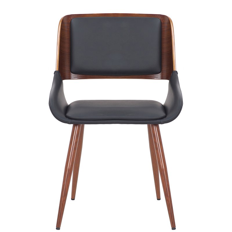 Pemberly Row Faux Leather Metal and Wood Dining Chair Black and Walnut