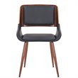 Pemberly Row Faux Leather Metal and Wood Dining Chair Black and Walnut